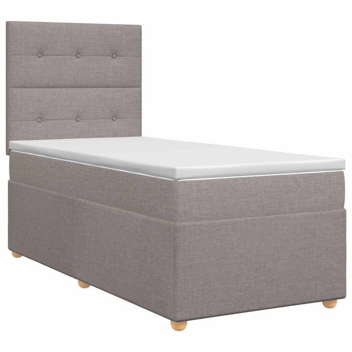Boxmadras med topmadras med hovedgærde Gråbrun 90 x 200 cm Stof