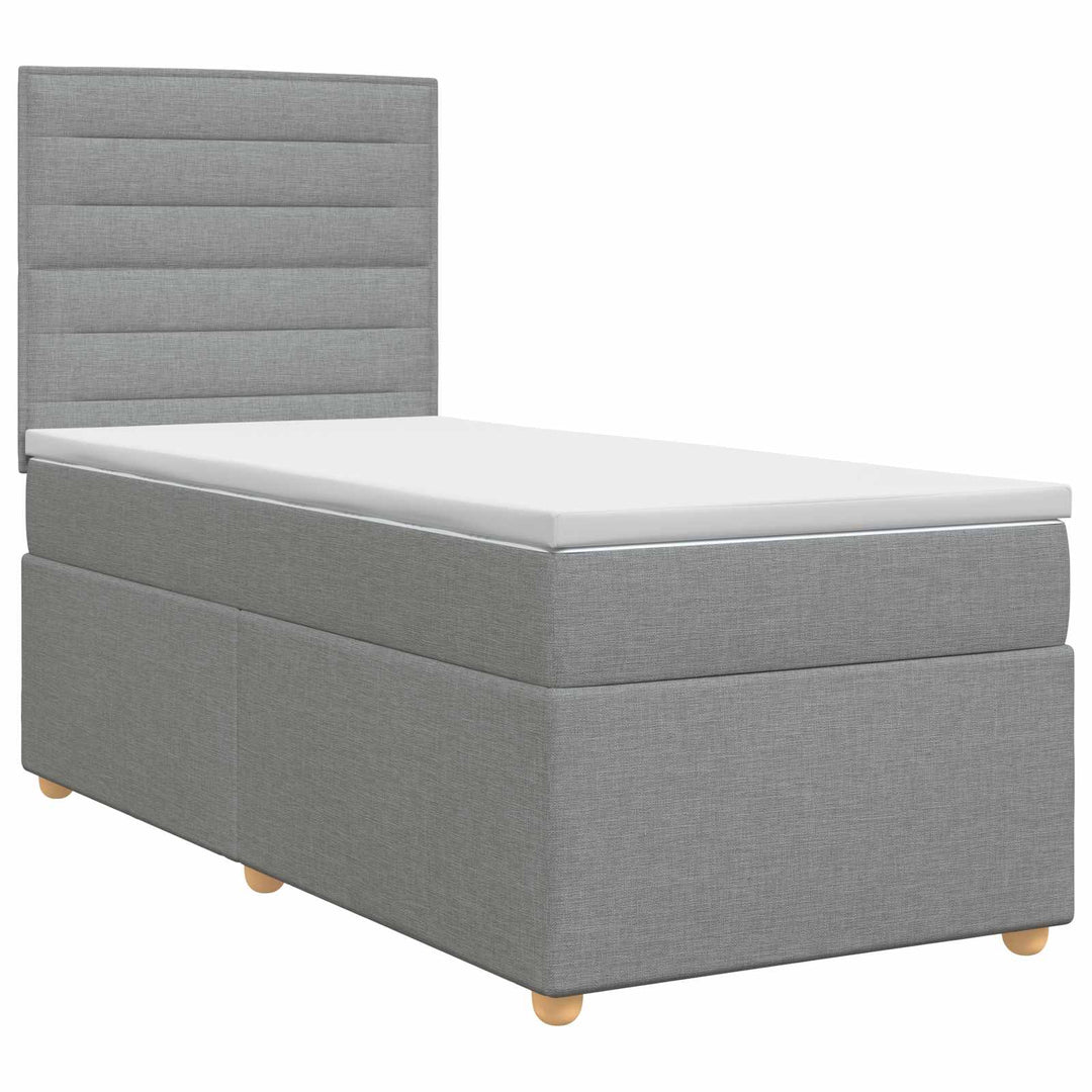 Boxmadras med topmadras Lysegrå 100 x 200 cm Stof