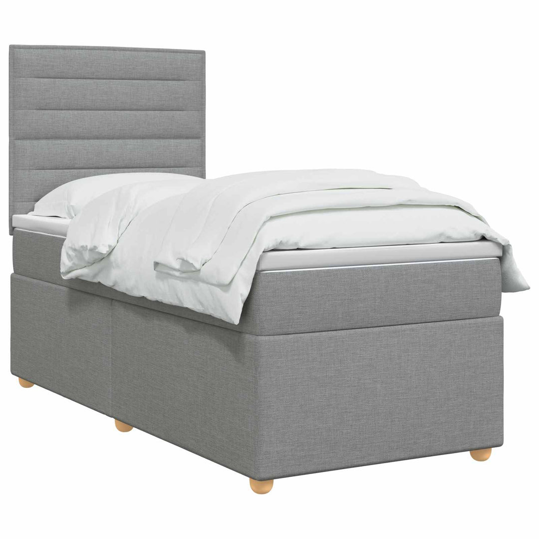 Boxmadras med topmadras Lysegrå 100 x 200 cm Stof