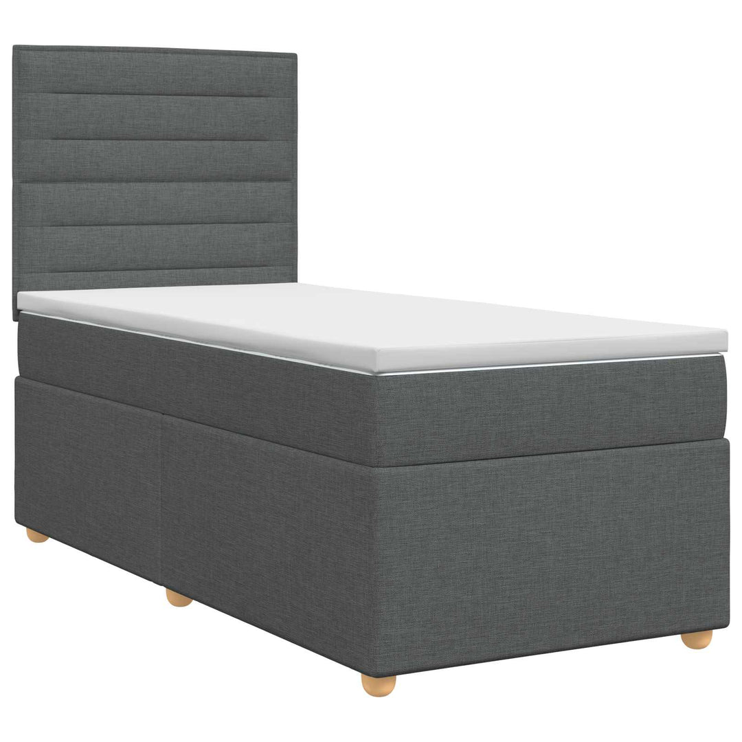 Boxmadras med topmadras Mørkegrå 100 x 200 cm Stof