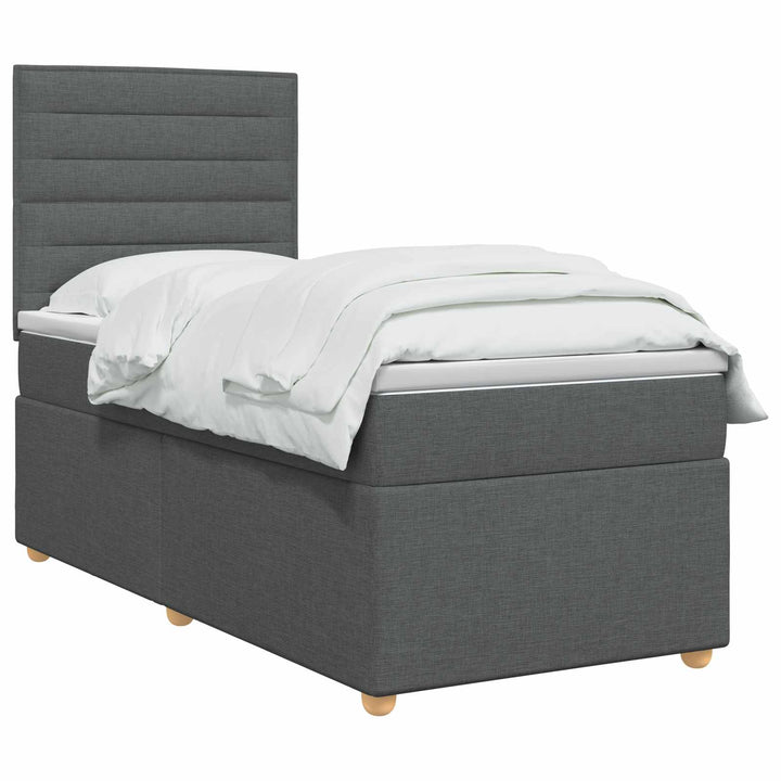 Boxmadras med topmadras Mørkegrå 100 x 200 cm Stof