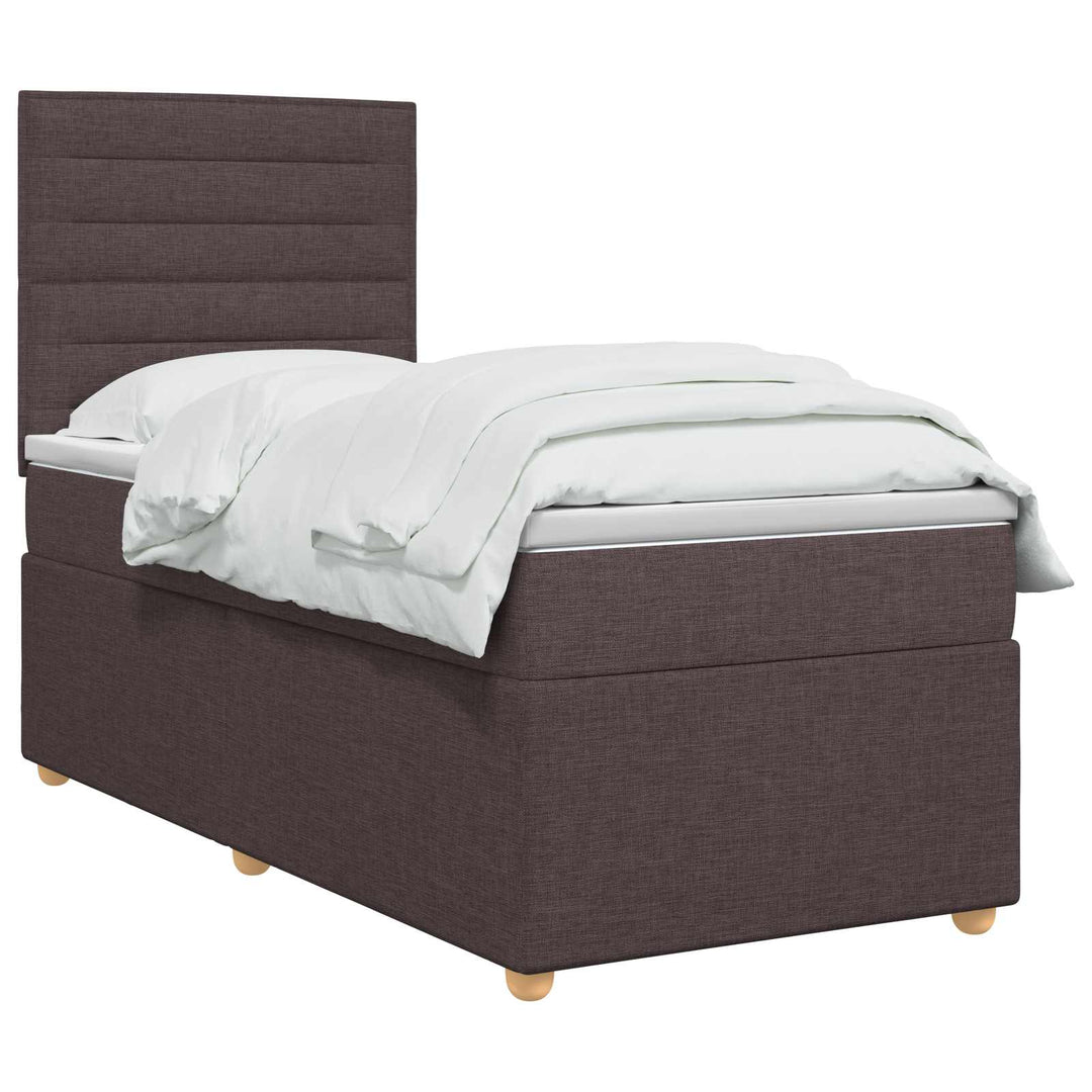 Boxmadras med topmadras Mørk Brun 100 x 200 cm Stof