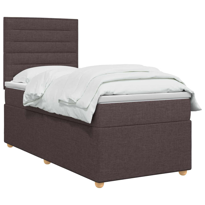 Boxmadras med topmadras Mørk Brun 100 x 200 cm Stof