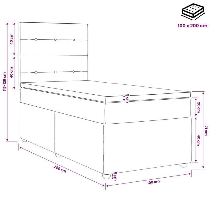 Boxmadras med topmadras Cremefarvet 100 x 200 cm Stof
