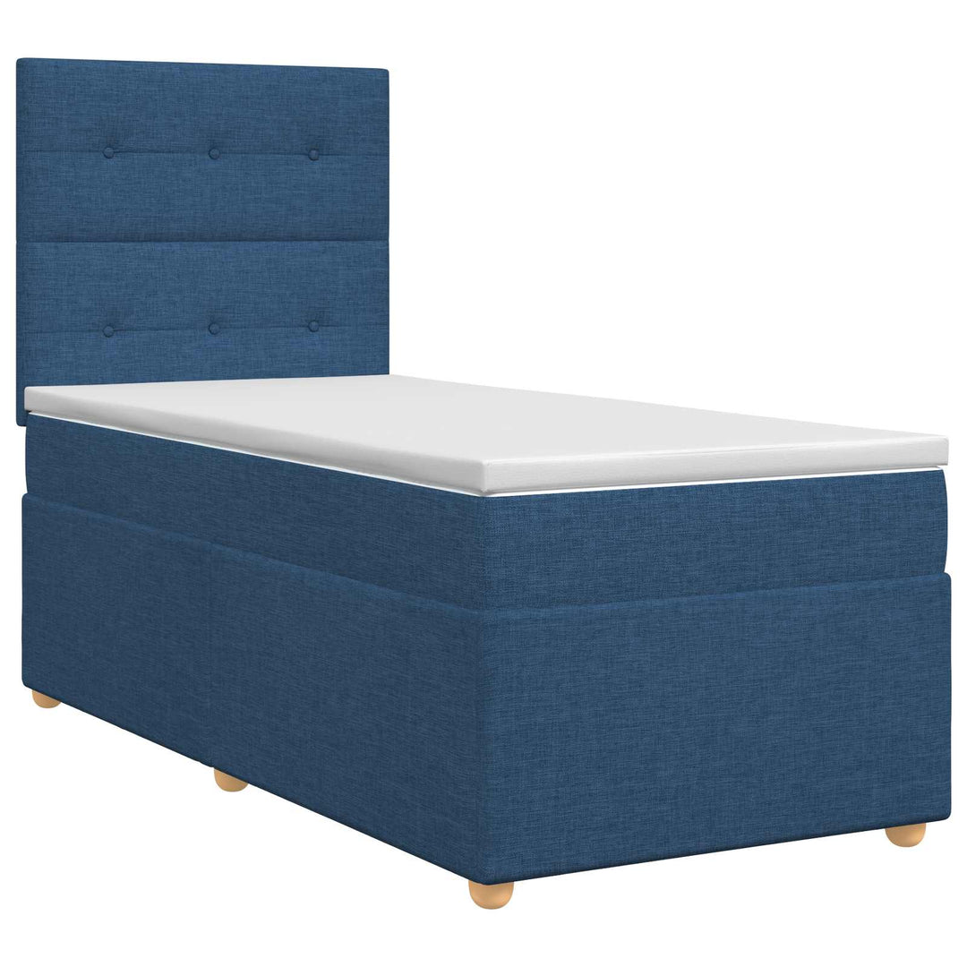 Boxmadras med topmadras med hovedgærde Blå 100 x 200 cm Stof