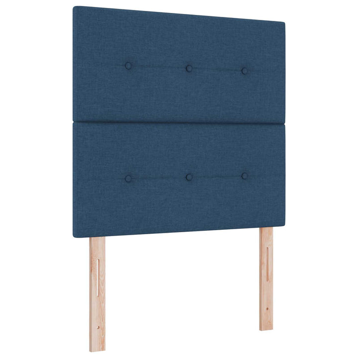 Boxmadras med topmadras med hovedgærde Blå 100 x 200 cm Stof