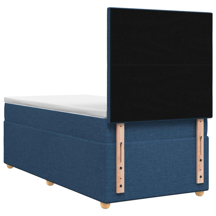 Boxmadras med topmadras med hovedgærde Blå 100 x 200 cm Stof