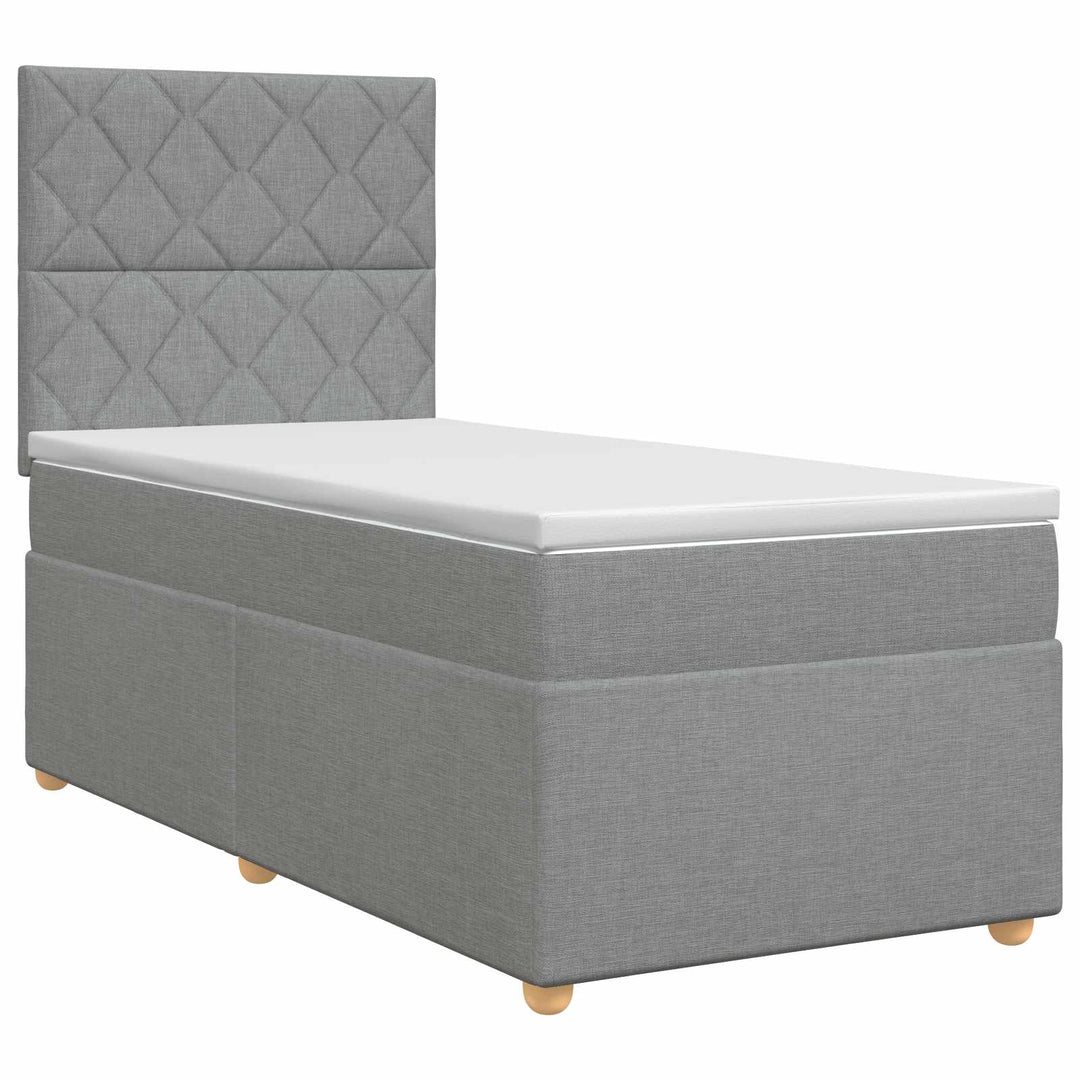Boxmadras med topmadras Lysegrå 100 x 200 cm Stof