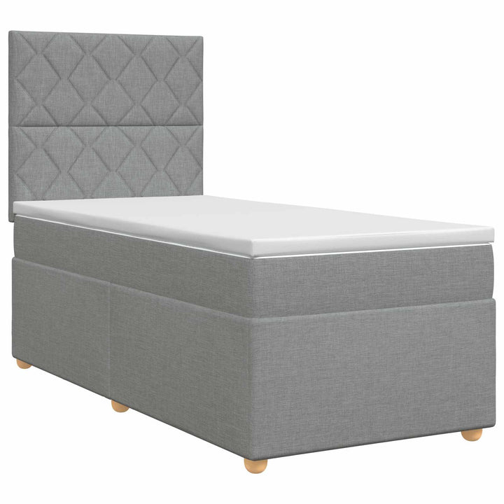 Boxmadras med topmadras Lysegrå 100 x 200 cm Stof