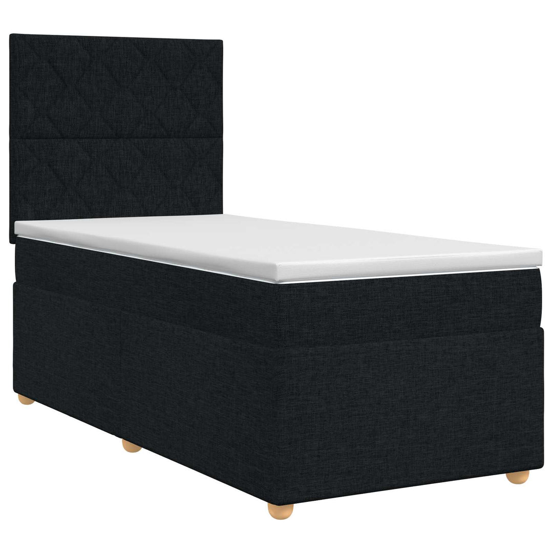 Boxmadras med topmadras med hovedgærde Sort 100 x 200 cm Stof