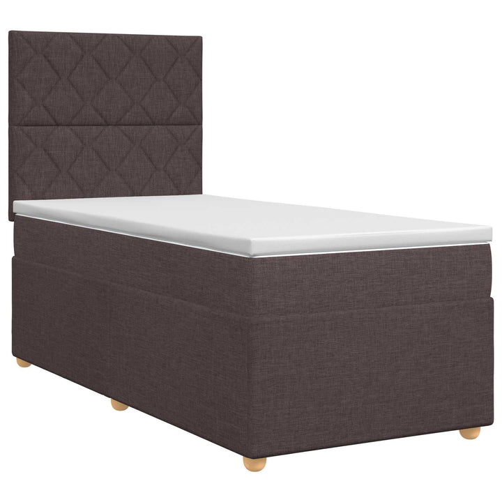 Boxmadras med topmadras Mørk Brun 100 x 200 cm Stof