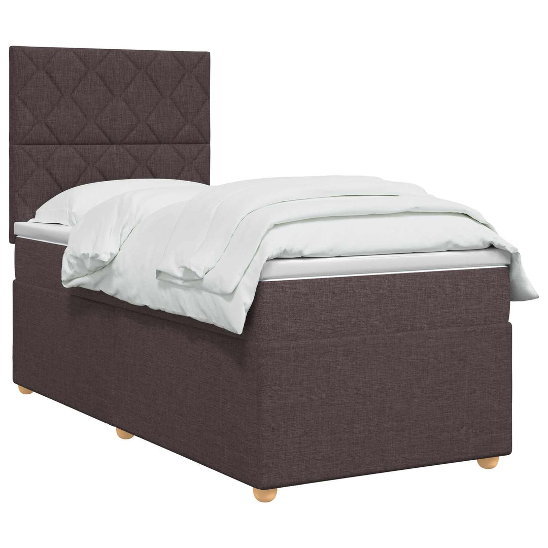 Boxmadras med topmadras Mørk Brun 100 x 200 cm Stof
