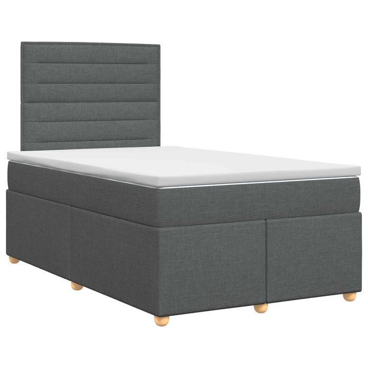 Boxmadras med topmadras Mørkegrå 120 x 190 cm Stof