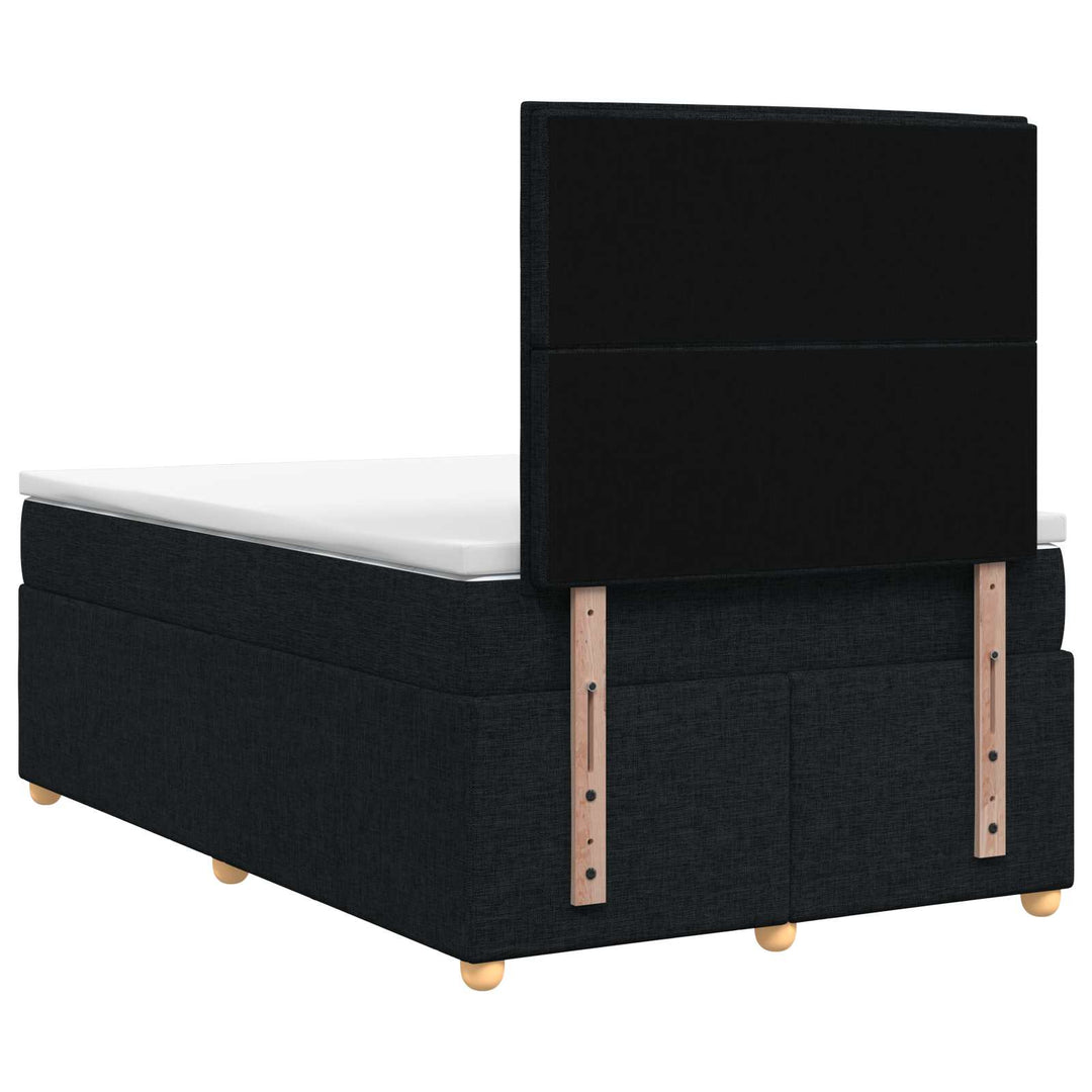 Boxmadras med topmadras med hovedgærde Sort 120 x 190 cm Stof