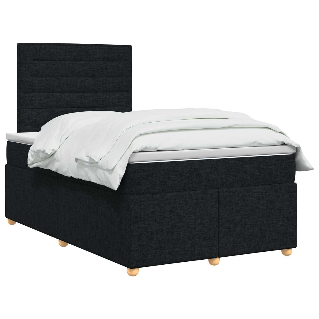 Boxmadras med topmadras med hovedgærde Sort 120 x 190 cm Stof
