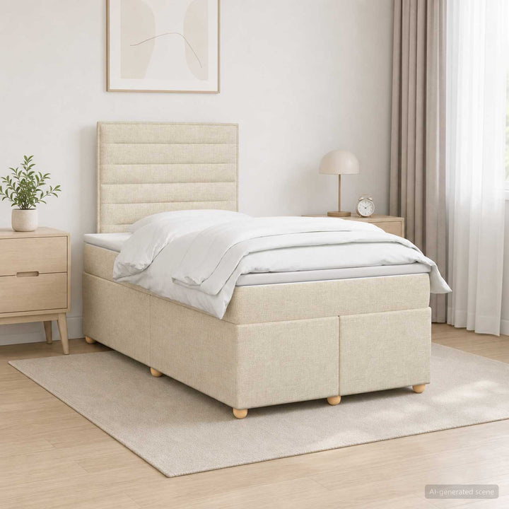 Boxmadras med topmadras Mørk Brun 120 x 200 cm Stof