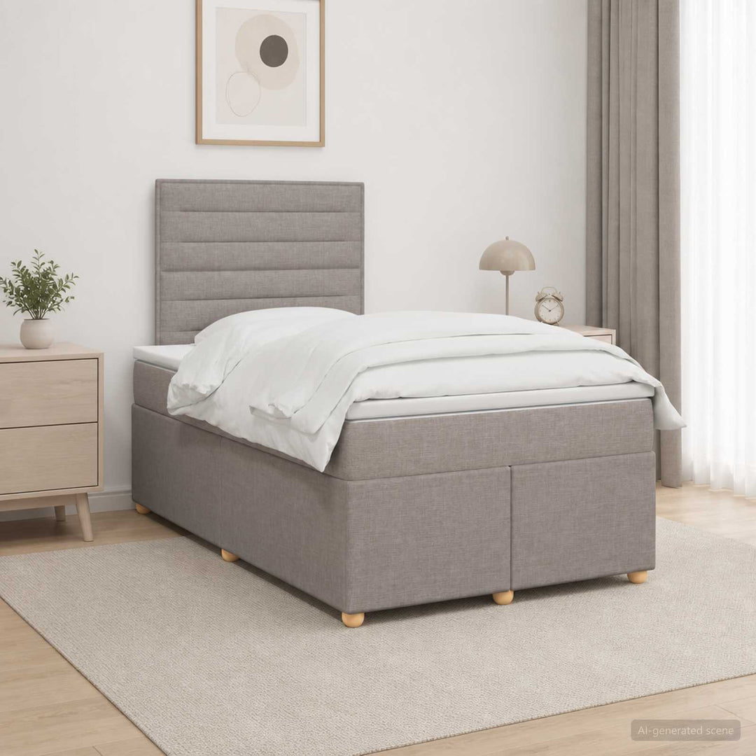 Boxmadras med topmadras Gråbrun 120 x 200 cm Stof