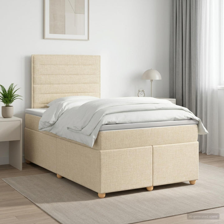 Boxmadras med topmadras Cremefarvet 120 x 190 cm Stof