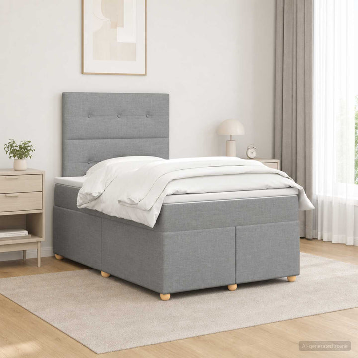 Boxmadras med topmadras Lysegrå 120 x 200 cm Stof
