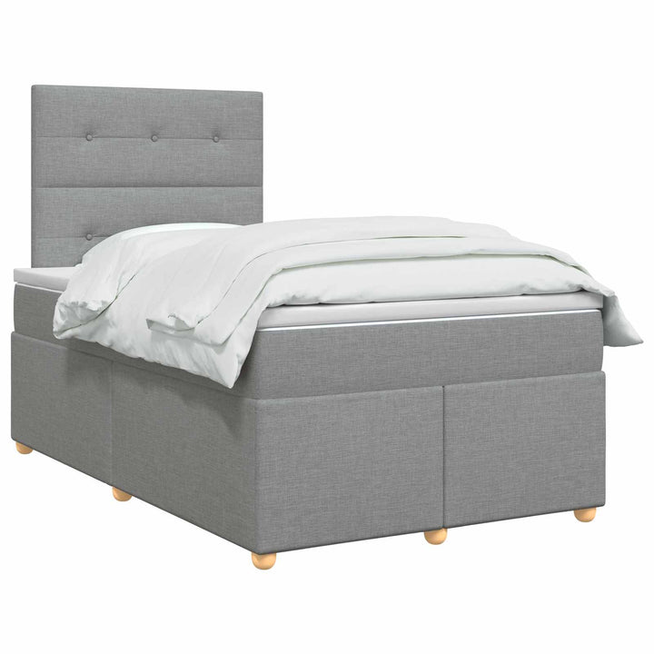 Boxmadras med topmadras Lysegrå 120 x 190 cm Stof