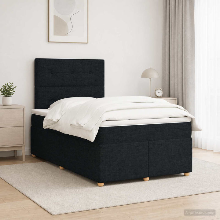 Boxmadras med topmadras Sort 120 x 190 cm Stof
