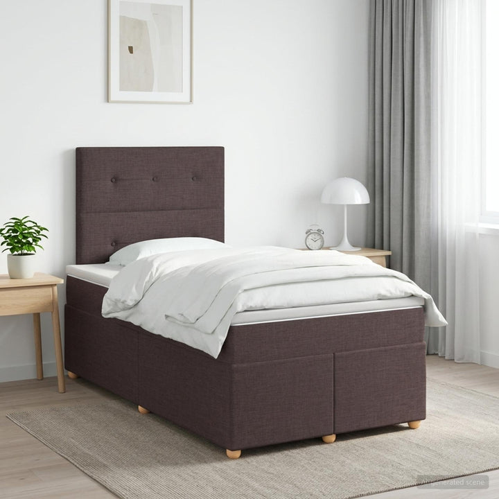 Boxmadras med topmadras Mørk Brun 120 x 190 cm Stof