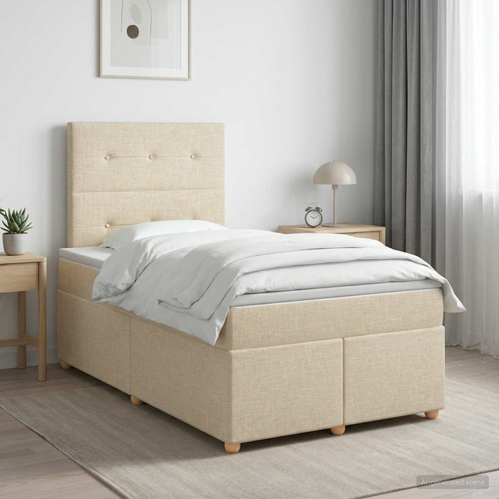 Boxmadras med topmadras Cremefarvet 120 x 200 cm Stof