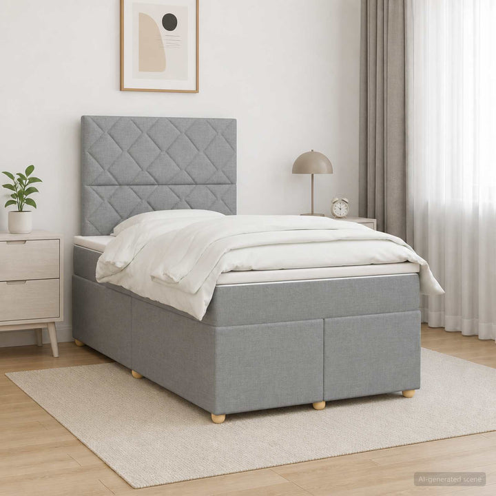 Boxmadras med topmadras Lysegrå 120 x 190 cm Stof