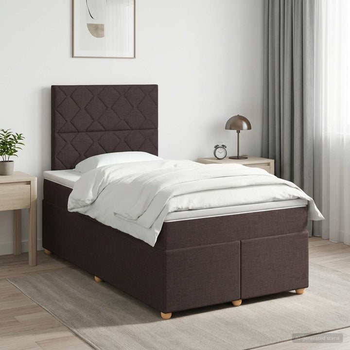 Boxmadras med topmadras Mørk Brun 120 x 200 cm Stof