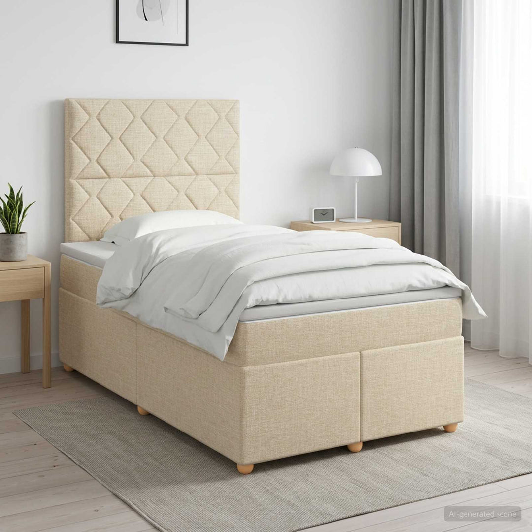 Boxmadras med topmadras Cremefarvet 120 x 190 cm Stof