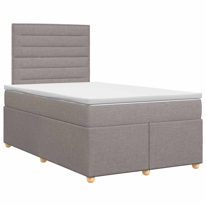 Boxmadras med topmadras Gråbrun 120 x 200 cm Stof