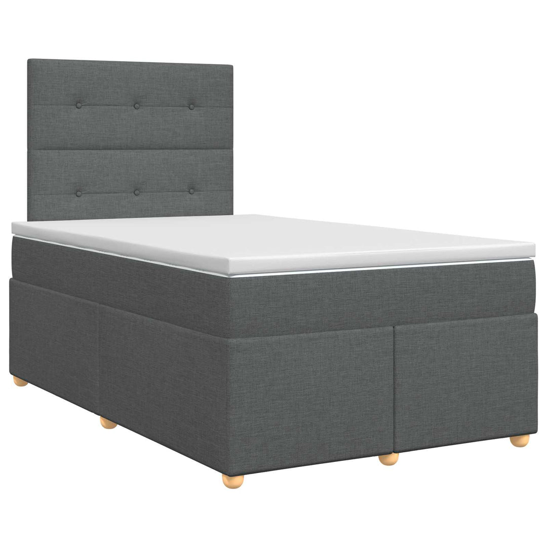 Boxmadras med topmadras Mørkegrå 120 x 200 cm Stof