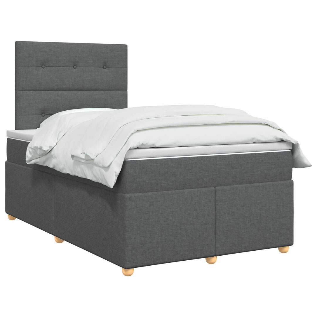 Boxmadras med topmadras Mørkegrå 120 x 200 cm Stof