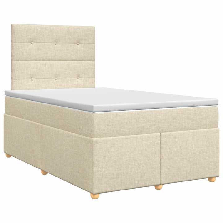 Boxmadras med topmadras Cremefarvet 120 x 200 cm Stof