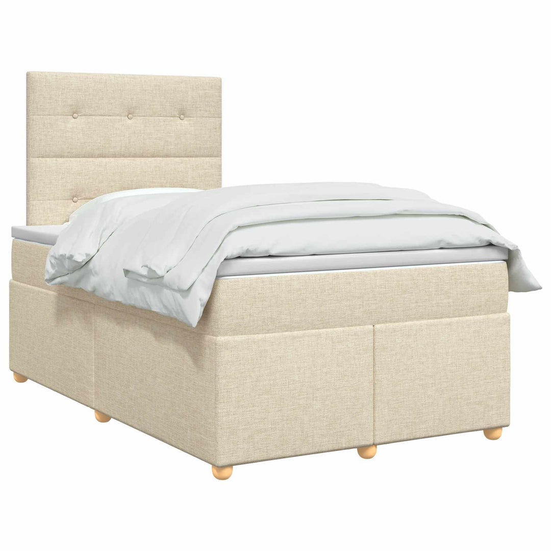 Boxmadras med topmadras Cremefarvet 120 x 200 cm Stof