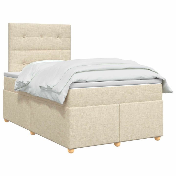 Boxmadras med topmadras Cremefarvet 120 x 200 cm Stof