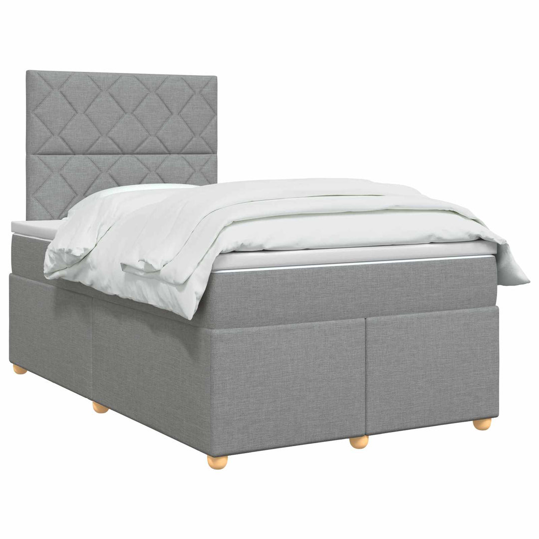Boxmadras med topmadras Lysegrå 120 x 200 cm Stof