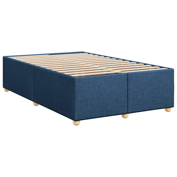 Boxmadras med topmadras med hovedgærde Blå 120 x 200 cm Stof
