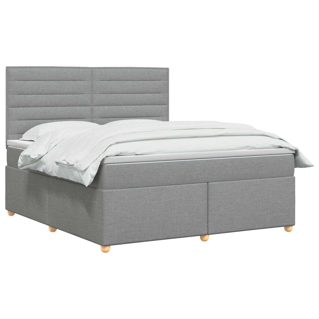 Boxmadras med topmadras Lysegrå 140 x 190 cm Stof