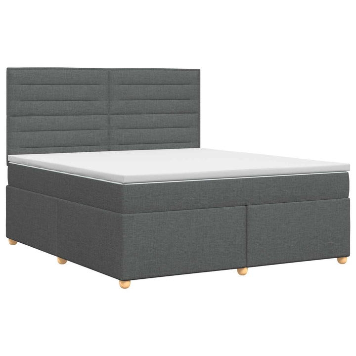 Boxmadras med topmadras Mørkegrå 140 x 190 cm Stof