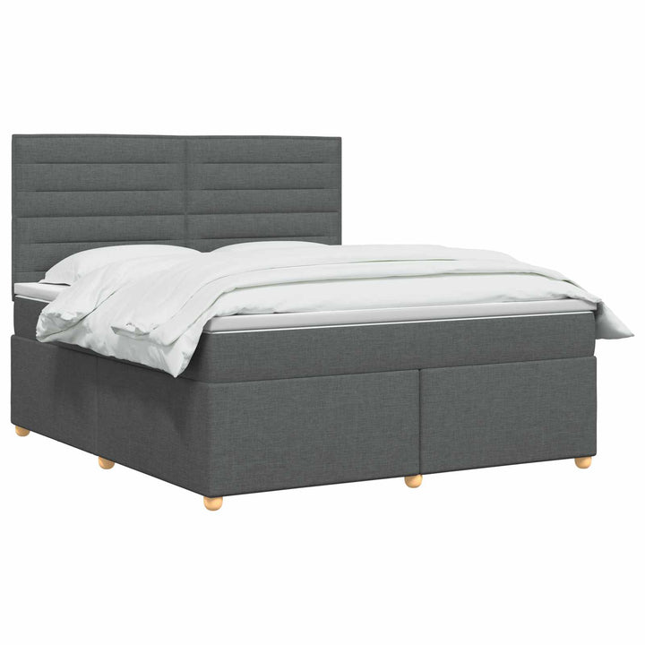 Boxmadras med topmadras Mørkegrå 140 x 190 cm Stof