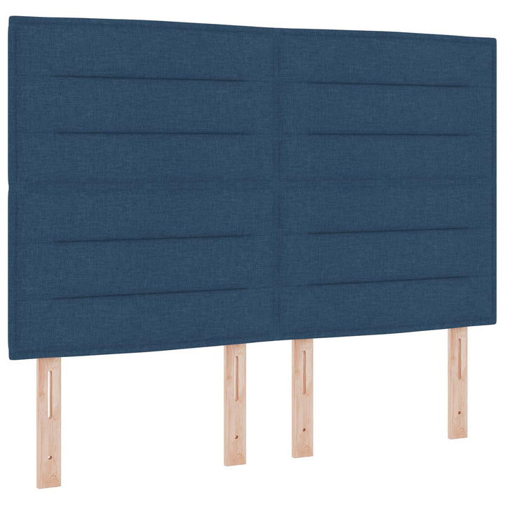 Boxmadras med topmadras med hovedgærde Blå 140 x 190 cm Stof