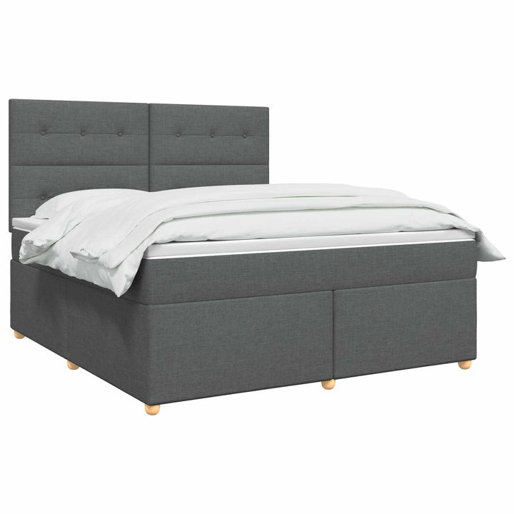 Boxmadras med topmadras Mørkegrå 140 x 190 cm Stof