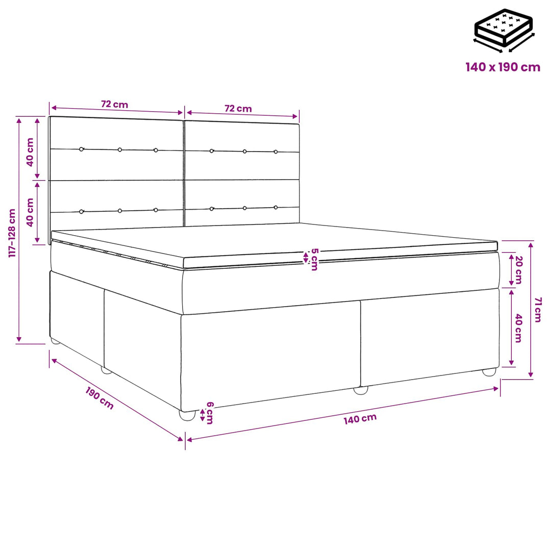 Boxmadras med topmadras Cremefarvet 140 x 190 cm Stof