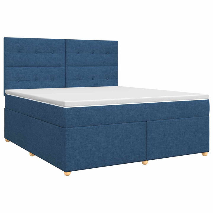 Boxmadras med topmadras med hovedgærde Blå 140 x 190 cm Stof