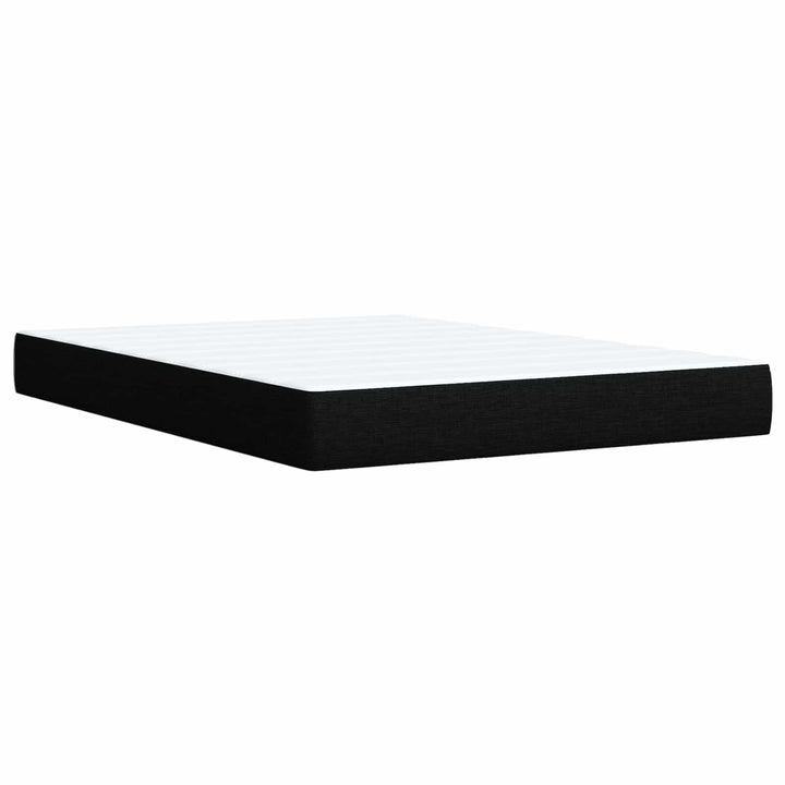Boxmadras med topmadras med hovedgærde Sort 140 x 190 cm Stof