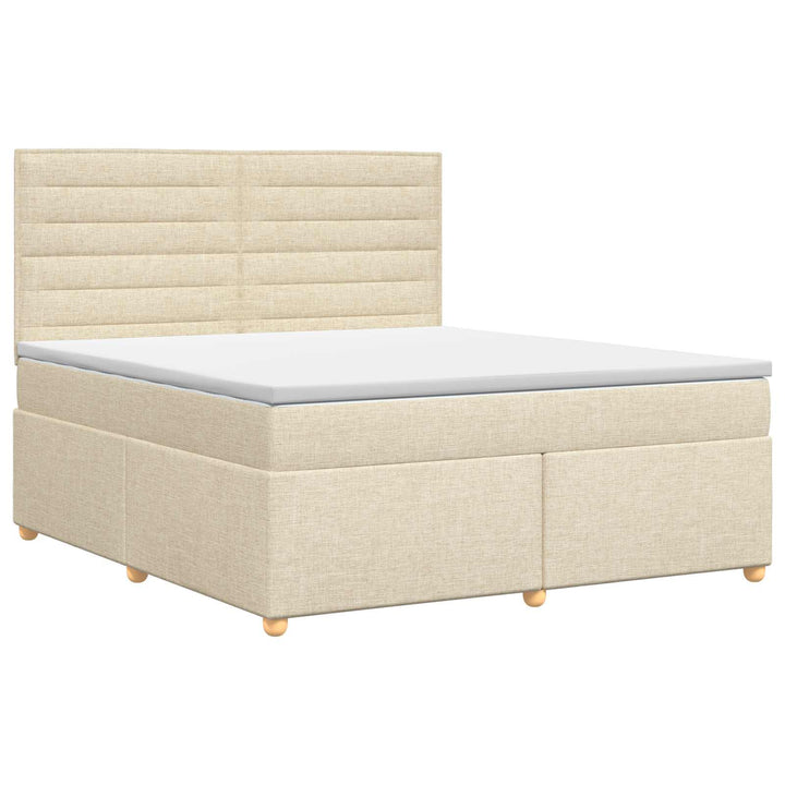 Boxmadras med topmadras Cremefarvet 140 x 200 cm Stof