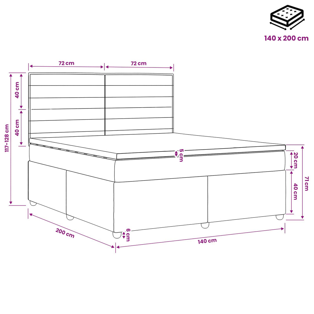 Boxmadras med topmadras Cremefarvet 140 x 200 cm Stof