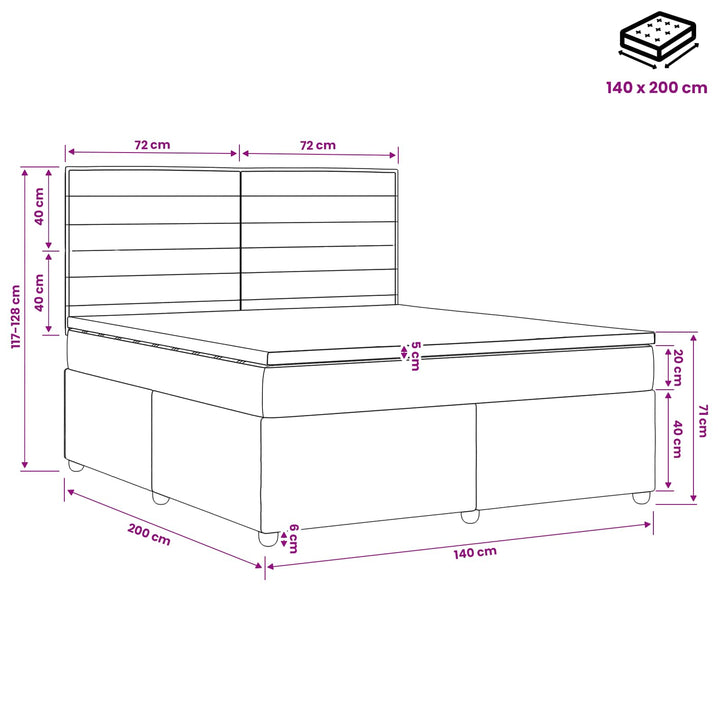 Boxmadras med topmadras Cremefarvet 140 x 200 cm Stof