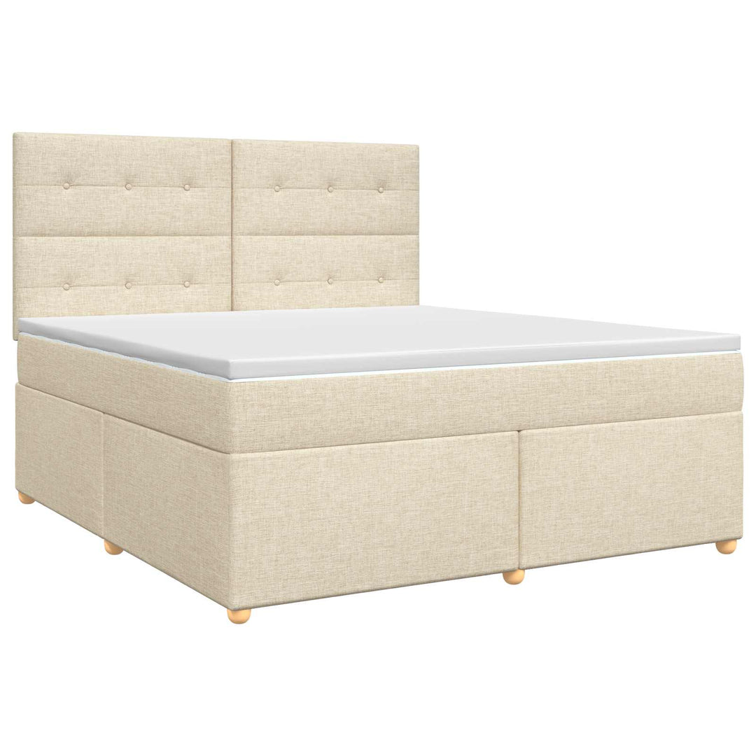Boxmadras med topmadras Cremefarvet 140 x 200 cm Stof